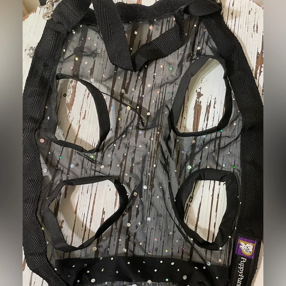 Black Sequin Puppy Purse and Harness X-Large